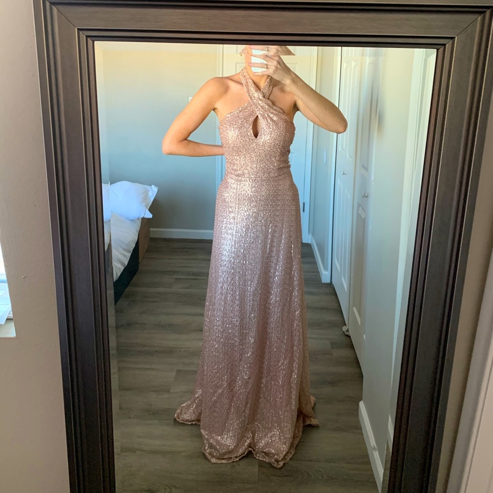 Rose gold sequin dress